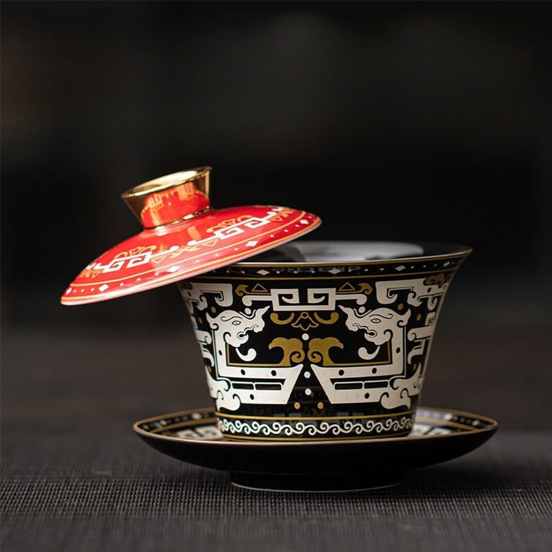 Buddha Stones Thangka Dragon Buddhas Dunhuang Ceramic Gaiwan Sancai Kung Fu Tea Cup And Saucer With Lid Gift Box 180ml - image 13