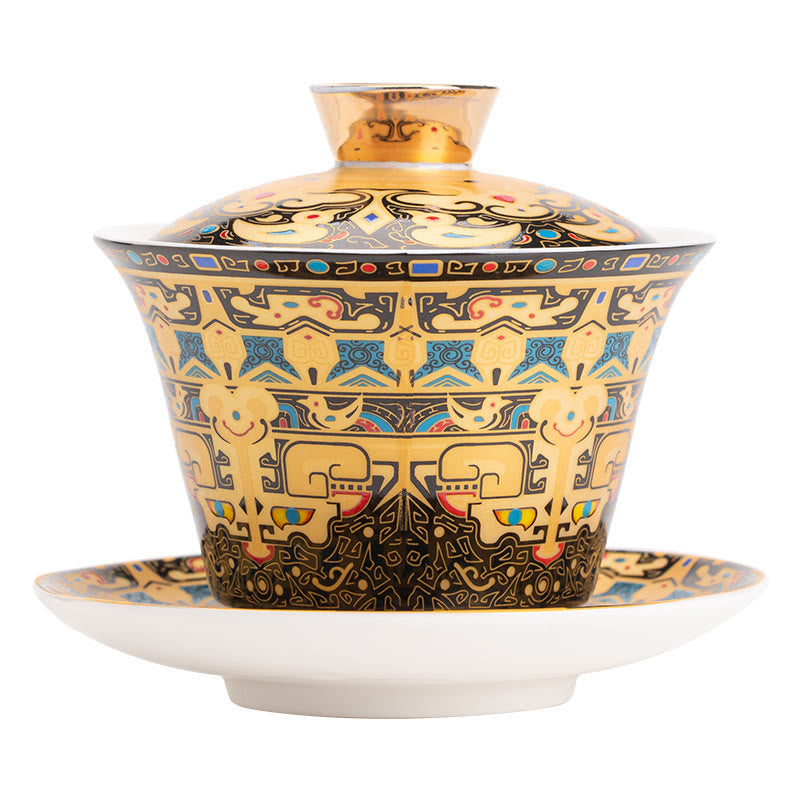 Buddha Stones Thangka Dragon Buddhas Dunhuang Ceramic Gaiwan Sancai Kung Fu Tea Cup And Saucer With Lid Gift Box 180ml - image 11