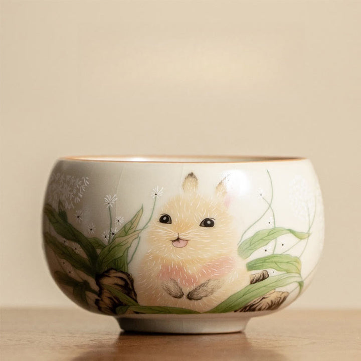 Buddha Stones Cute Cat Yellow Flowers Rabbit Teacup Kung Fu Tea Cup - Rabbit 7.6cm*4.8cm*160ml - image 18