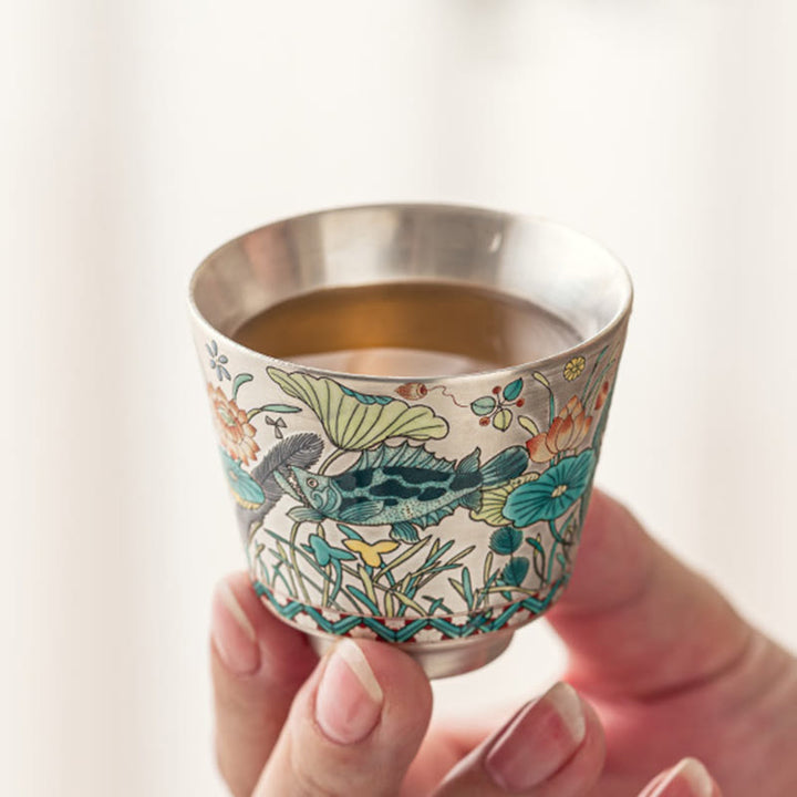 Buddha Stones Fish Lotus Seaweed Teacup Kung Fu Tea Cup 45ml With Gift Box - image 9