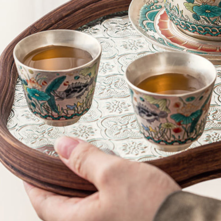 Buddha Stones Fish Lotus Seaweed Teacup Kung Fu Tea Cup 45ml With Gift Box - image 10