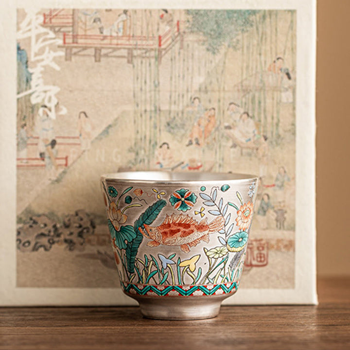 Buddha Stones Fish Lotus Seaweed Teacup Kung Fu Tea Cup 45ml With Gift Box - image 16