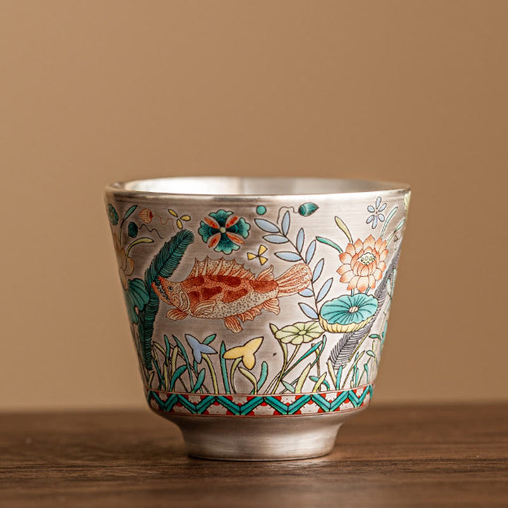 Buddha Stones Fish Lotus Seaweed Teacup Kung Fu Tea Cup 45ml With Gift Box - 5.5cm*4.8cm*45ml(Gift Box) - image 0