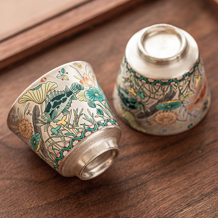 Buddha Stones Fish Lotus Seaweed Teacup Kung Fu Tea Cup 45ml With Gift Box - image 2