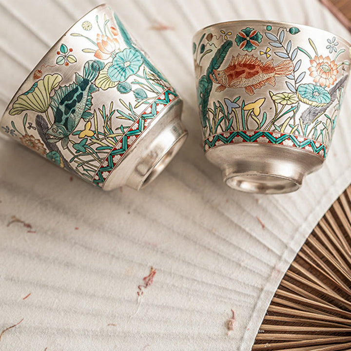 Buddha Stones Fish Lotus Seaweed Teacup Kung Fu Tea Cup 45ml With Gift Box - image 14