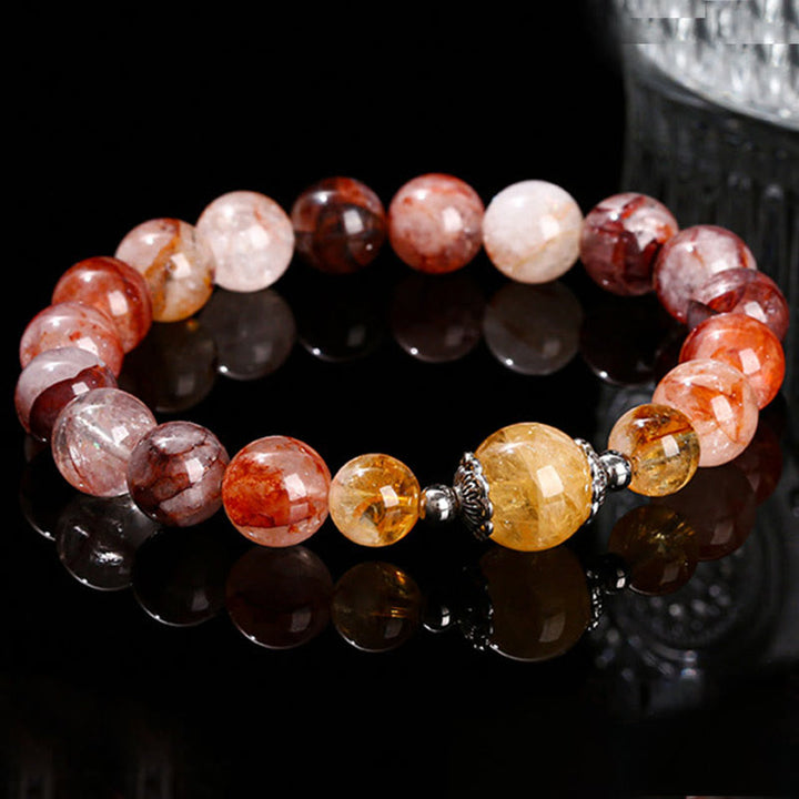 Buddha Stones Natural Red Hematoid Quartz Beads Balance Bracelet - image 2