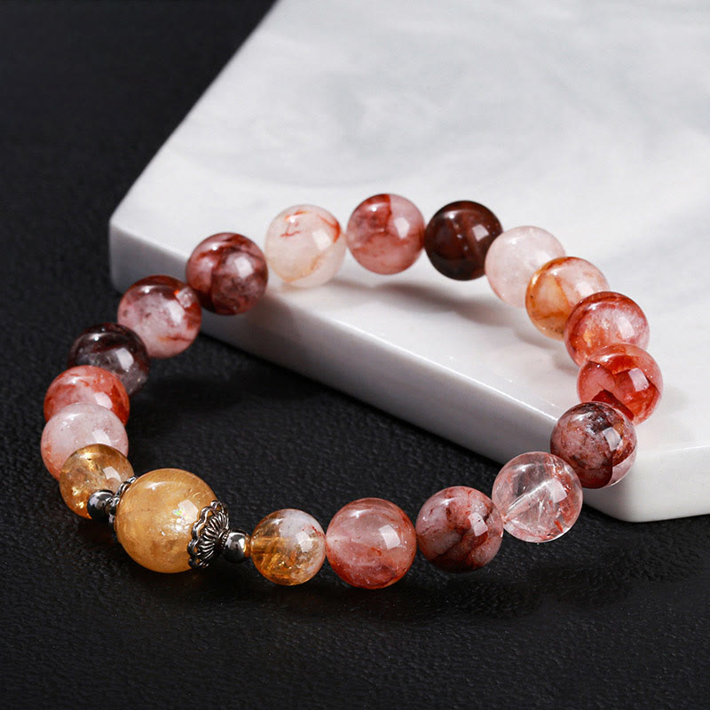 Buddha Stones Natural Red Hematoid Quartz Beads Balance Bracelet - image 1