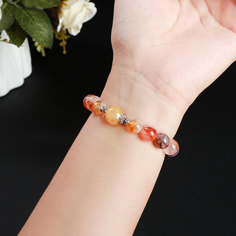 Buddha Stones Natural Red Hematoid Quartz Beads Balance Bracelet - image 4