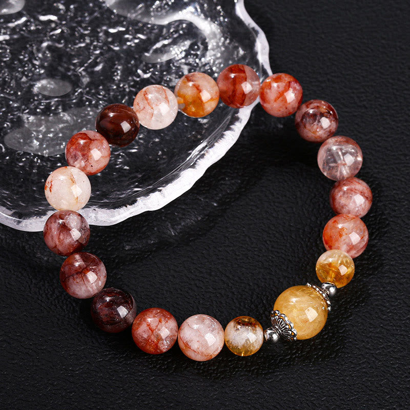Buddha Stones Natural Red Hematoid Quartz Beads Balance Bracelet - Red Hematoid Quartz(Wrist Circumference: 15-16cm) - image 0