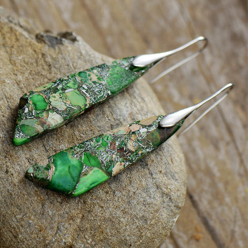 Buddha Stones Natural Emperor Stone Geometric Crystal Anti-Stress Earrings - image 6