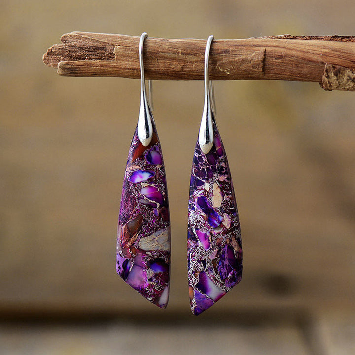 Buddha Stones Natural Emperor Stone Geometric Crystal Anti-Stress Earrings - image 12