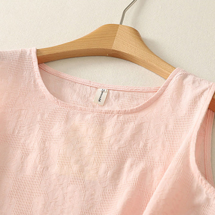 Buddha Stones Summer Solid Color Sleeveless Women's Cotton Linen Vest Waistcoat - image 6