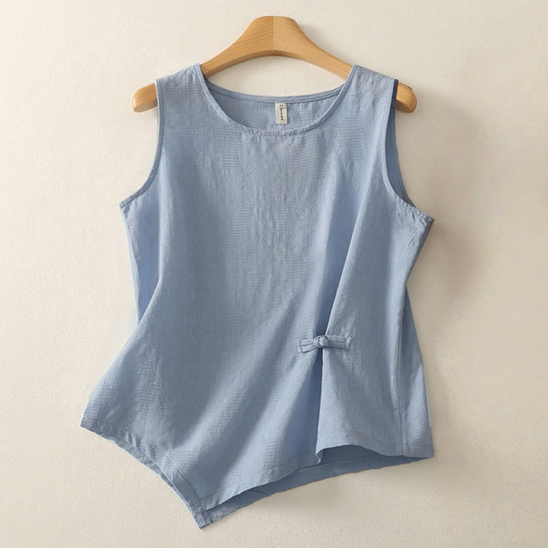 Buddha Stones Summer Solid Color Sleeveless Women's Cotton Linen Vest Waistcoat - LightSteelBlue - US8-10,UK/AU12-14,EU40-42 (2XL) - image 0