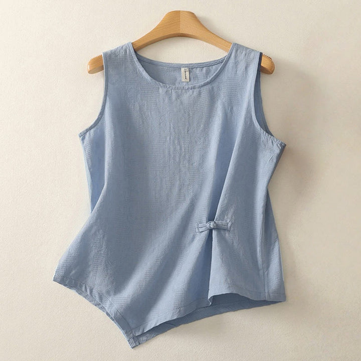 Buddha Stones Summer Solid Color Sleeveless Women's Cotton Linen Vest Waistcoat - LightSteelBlue - US8-10,UK/AU12-14,EU40-42 (2XL) - image 0