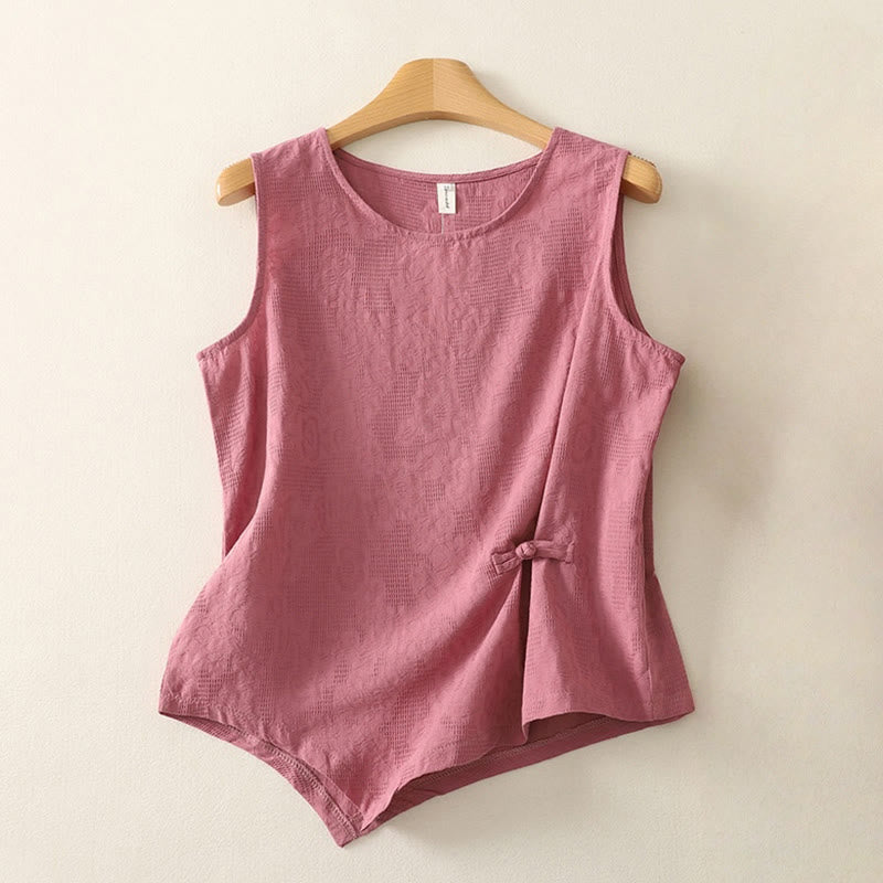 Buddha Stones Summer Solid Color Sleeveless Women's Cotton Linen Vest Waistcoat - LightCoral - US8-10,UK/AU12-14,EU40-42 (2XL) - image 12