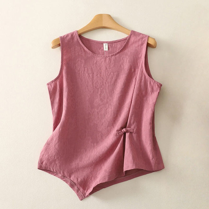 Buddha Stones Summer Solid Color Sleeveless Women's Cotton Linen Vest Waistcoat - LightCoral - US8-10,UK/AU12-14,EU40-42 (2XL) - image 12