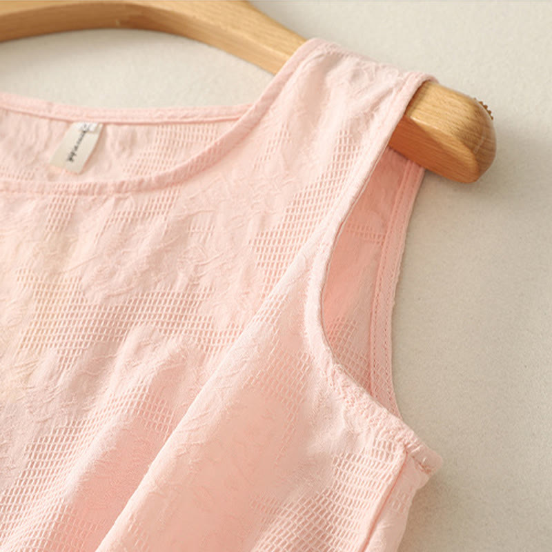 Buddha Stones Summer Solid Color Sleeveless Women's Cotton Linen Vest Waistcoat - image 7