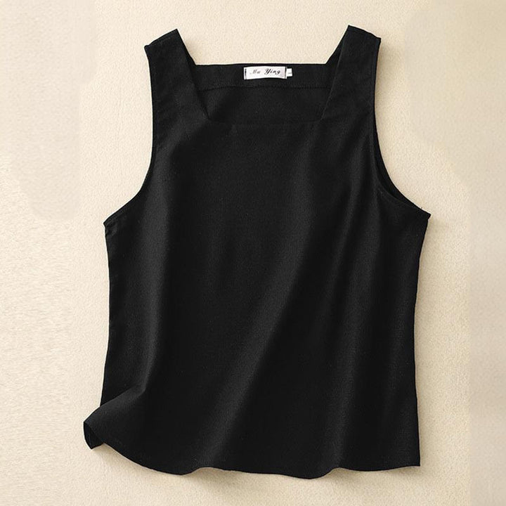 Buddha Stones Summer Square Collar Women's Cotton Linen Sleeveless Vest - Black - US8-10,UK/AU12-14,EU40-42 (2XL) - image 11