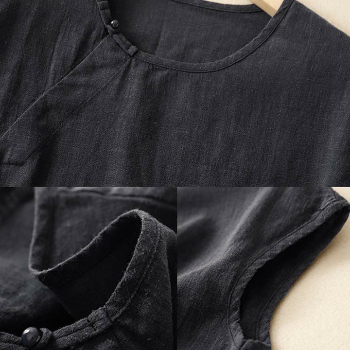 Buddha Stones Spring Patchwork Simple Sleeveless Design Cotton Women's Vest - image 10