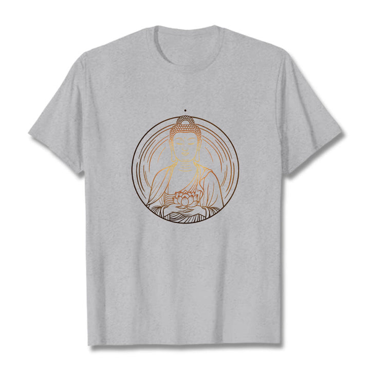 Buddha Stones Golden Buddha Holding A Lotus Flower Tee T-shirt - LightGrey - 2XL - image 19