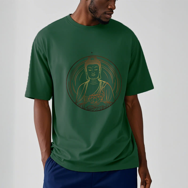 Buddha Stones Golden Buddha Holding A Lotus Flower Tee T-shirt - image 11