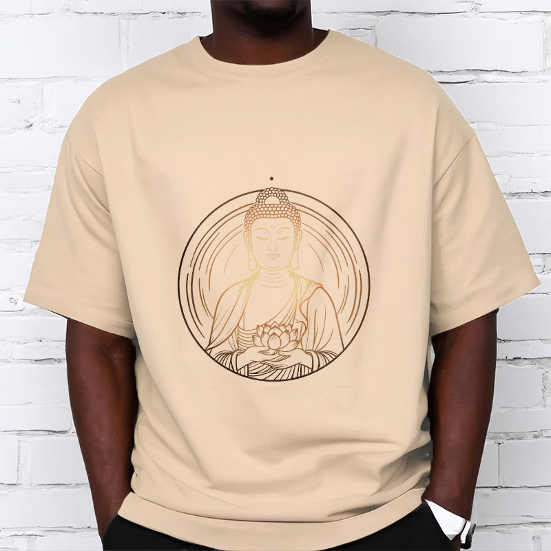 Buddha Stones Golden Buddha Holding A Lotus Flower Tee T-shirt - image 9