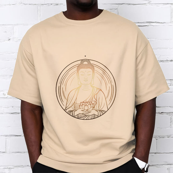 Buddha Stones Golden Buddha Holding A Lotus Flower Tee T-shirt - image 9