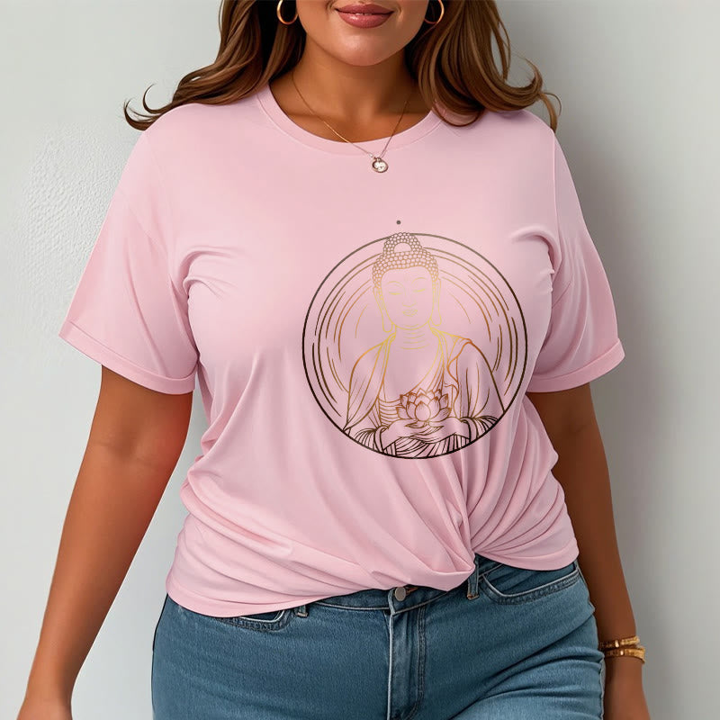 Buddha Stones Golden Buddha Holding A Lotus Flower Tee T-shirt - image 13