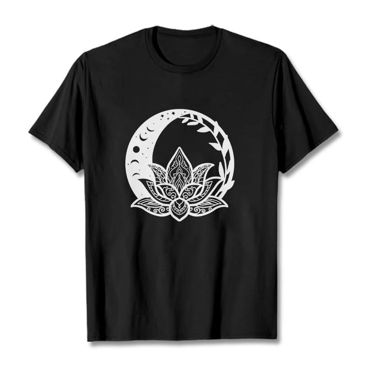 Buddha Stones Lotus Flower Sun Moon Intertwining Vines Tee T-shirt - Black - 2XL - image 4