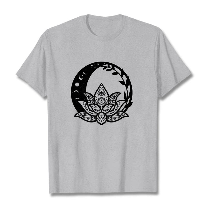 Buddha Stones Lotus Flower Sun Moon Intertwining Vines Tee T-shirt - LightGrey - 2XL - image 19