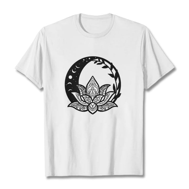Buddha Stones Lotus Flower Sun Moon Intertwining Vines Tee T-shirt - White - 2XL - image 0