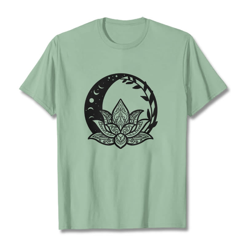 Buddha Stones Lotus Flower Sun Moon Intertwining Vines Tee T-shirt - PaleGreen - 2XL - image 14