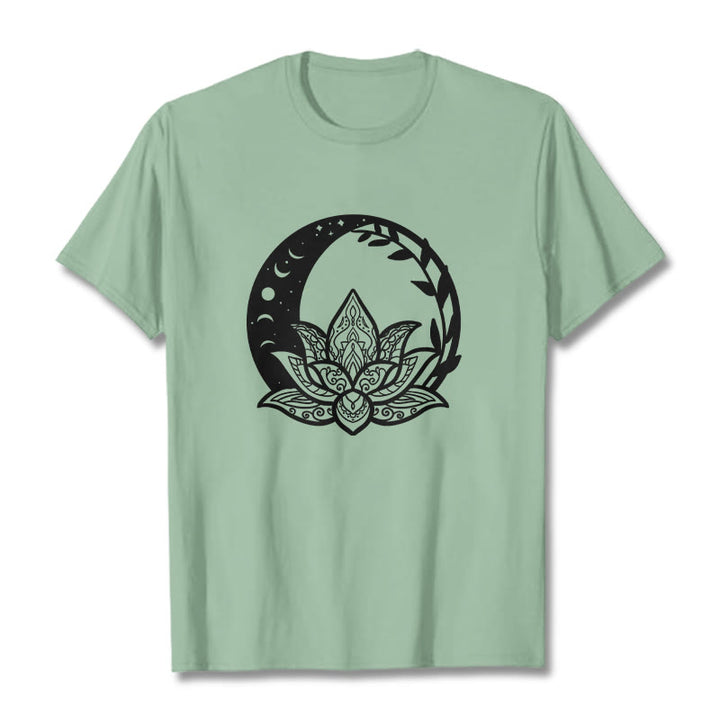 Buddha Stones Lotus Flower Sun Moon Intertwining Vines Tee T-shirt - PaleGreen - 2XL - image 14