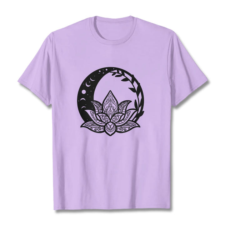 Buddha Stones Lotus Flower Sun Moon Intertwining Vines Tee T-shirt - Plum - 2XL - image 16