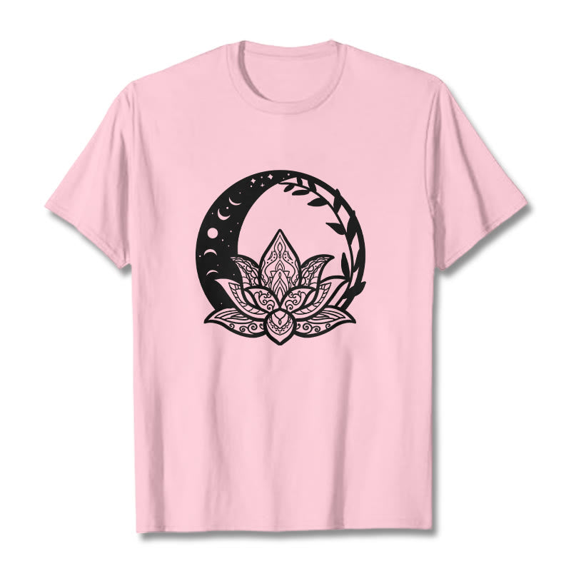 Buddha Stones Lotus Flower Sun Moon Intertwining Vines Tee T-shirt - LightPink - 2XL - image 12