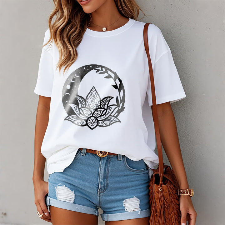 Buddha Stones Lotus Flower Sun Moon Intertwining Vines Tee T-shirt - image 2