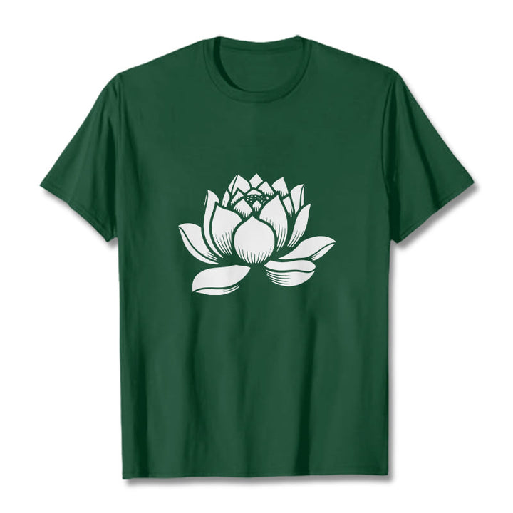 Buddha Stones Lotus Flower Design Tee T-shirt - ForestGreen - 2XL - image 0