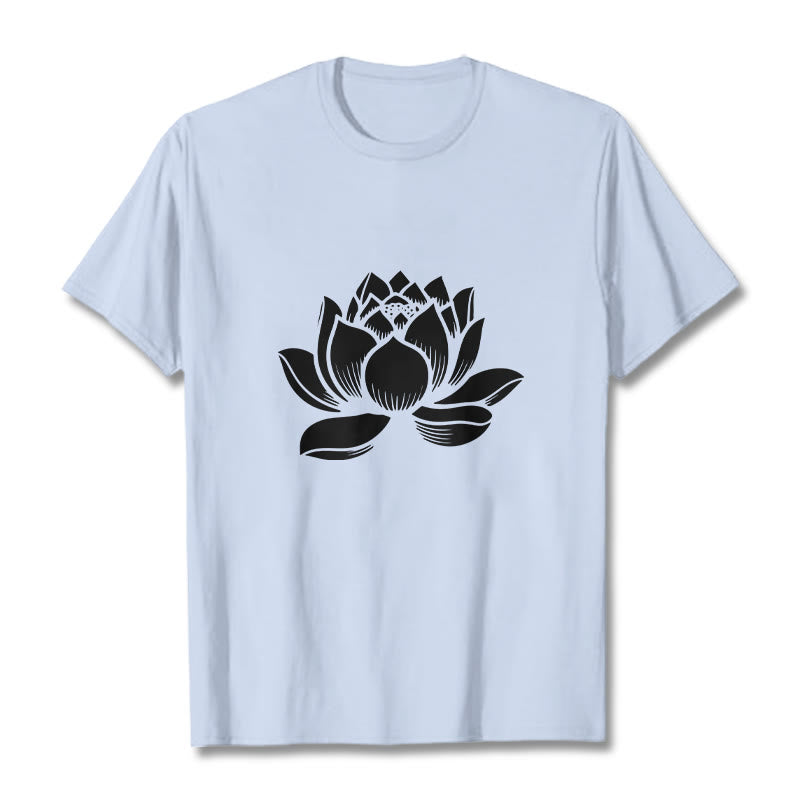 Buddha Stones Lotus Flower Design Tee T-shirt - LightCyan - 2XL - image 18