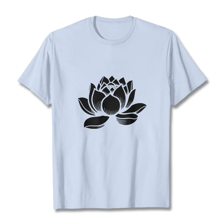 Buddha Stones Lotus Flower Design Tee T-shirt - LightCyan - 2XL - image 18