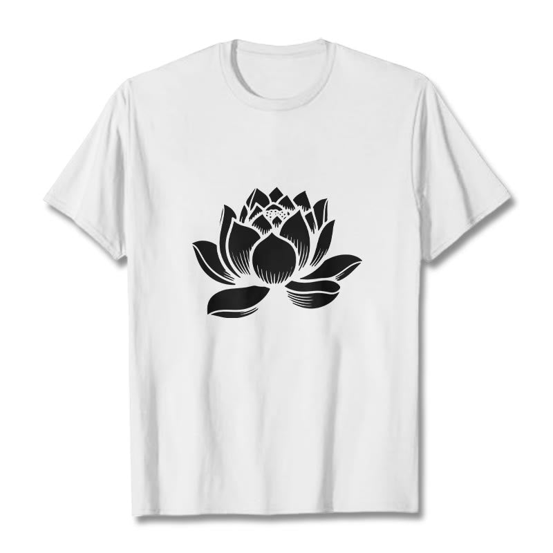Buddha Stones Lotus Flower Design Tee T-shirt - White - 2XL - image 7