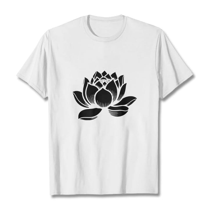 Buddha Stones Lotus Flower Design Tee T-shirt - White - 2XL - image 7