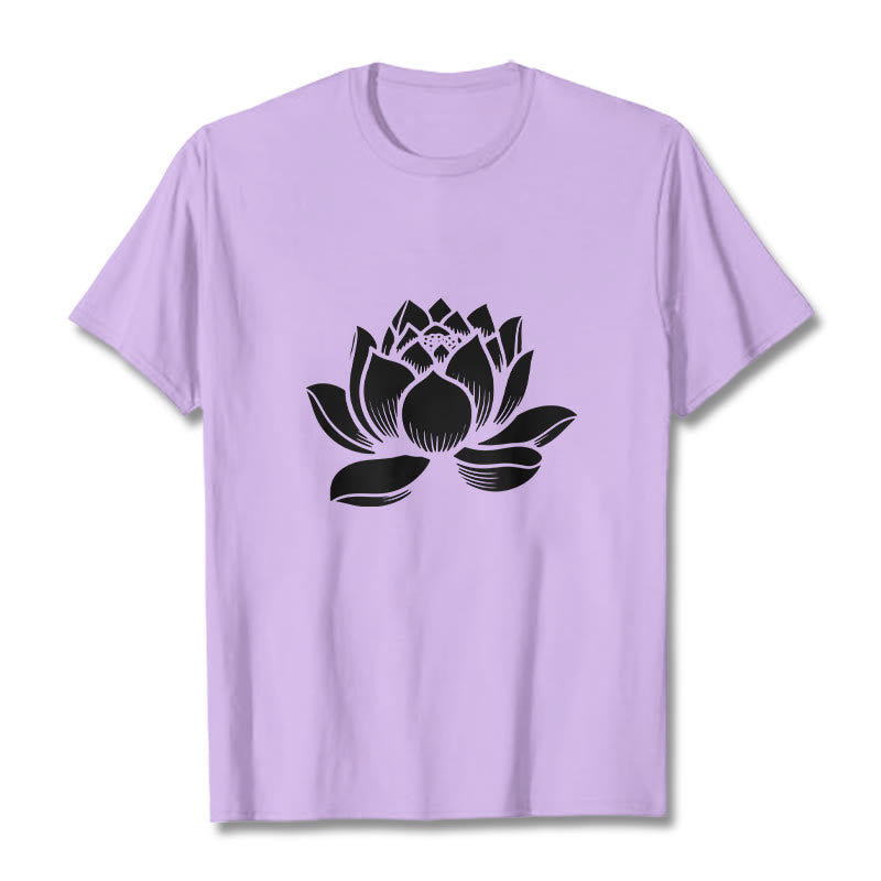 Buddha Stones Lotus Flower Design Tee T-shirt - Plum - 2XL - image 16
