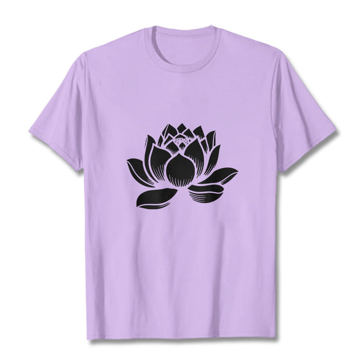 Buddha Stones Lotus Flower Design Tee T-shirt - Plum - 2XL - image 16