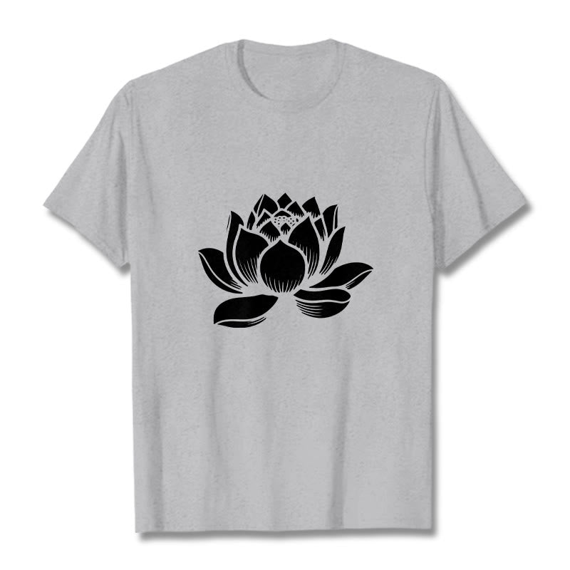Buddha Stones Lotus Flower Design Tee T-shirt - LightGrey - 2XL - image 19