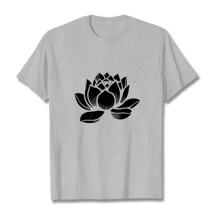 Buddha Stones Lotus Flower Design Tee T-shirt - LightGrey - 2XL - image 19