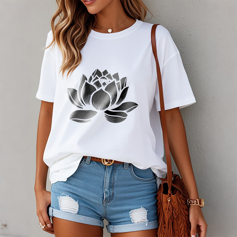 Buddha Stones Lotus Flower Design Tee T-shirt - image 9
