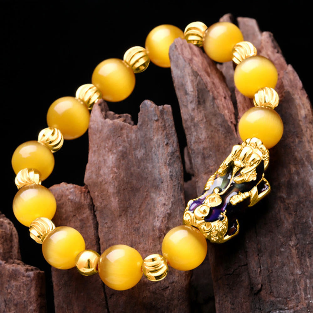 Buddha Stones Cat Eye Color Change PiXiu Support Bracelet - image 2