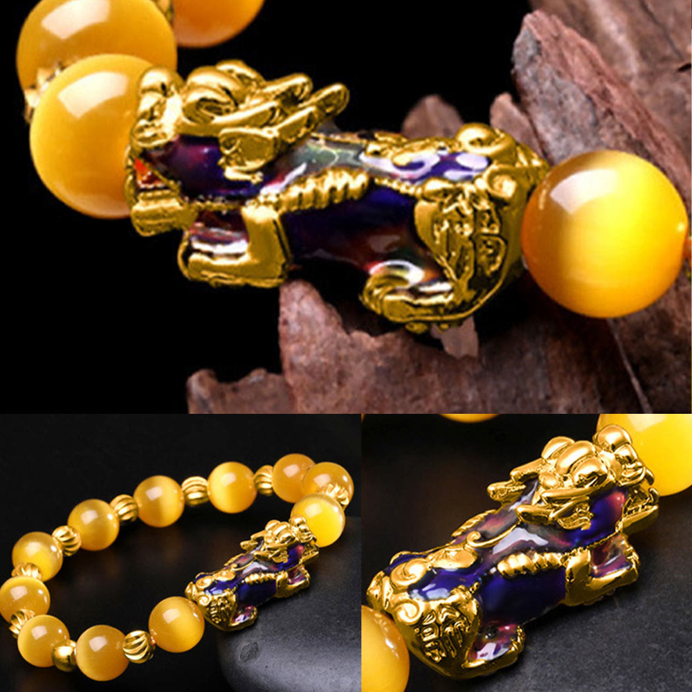 Buddha Stones Cat Eye Color Change PiXiu Support Bracelet - image 3