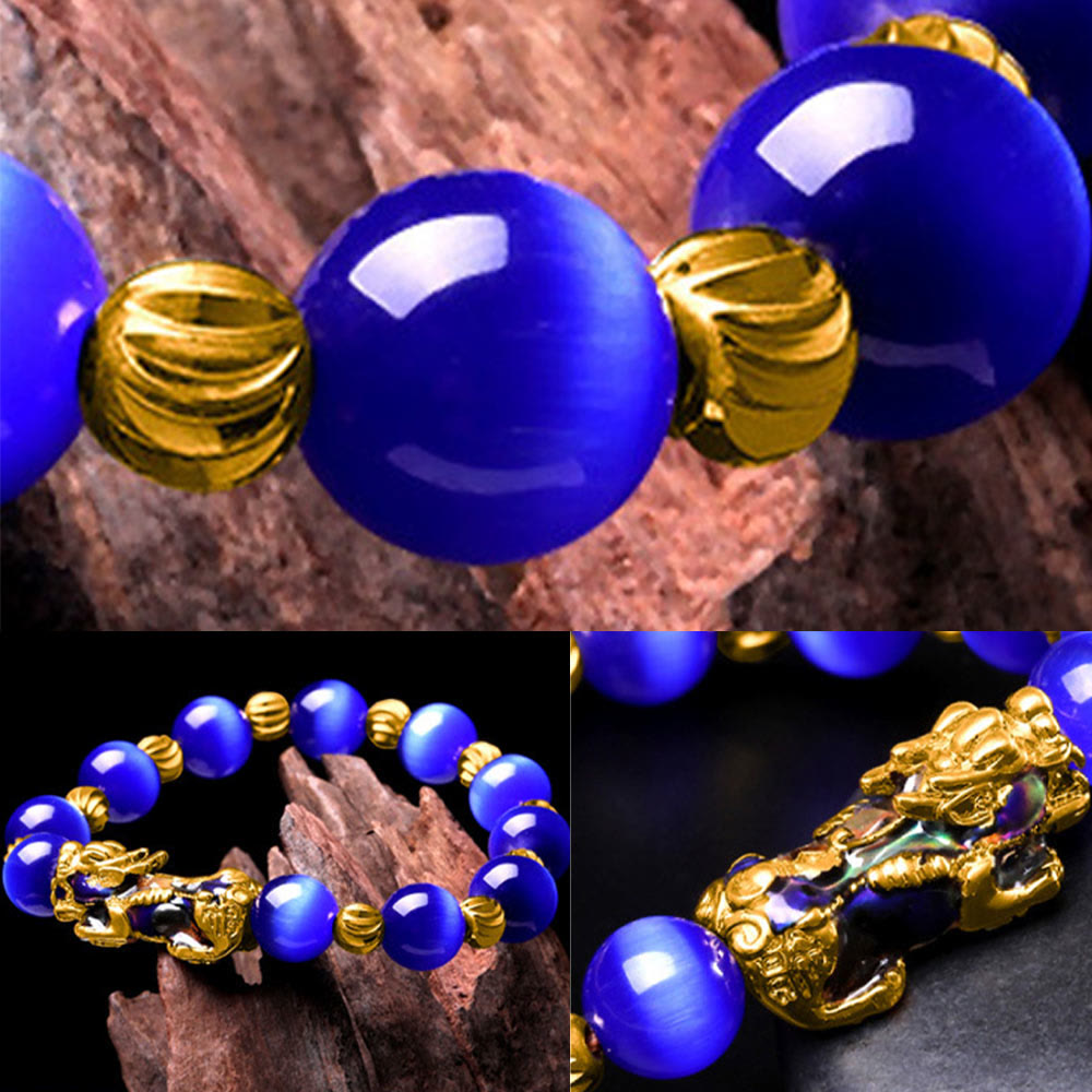 Buddha Stones Cat Eye Color Change PiXiu Support Bracelet - image 17