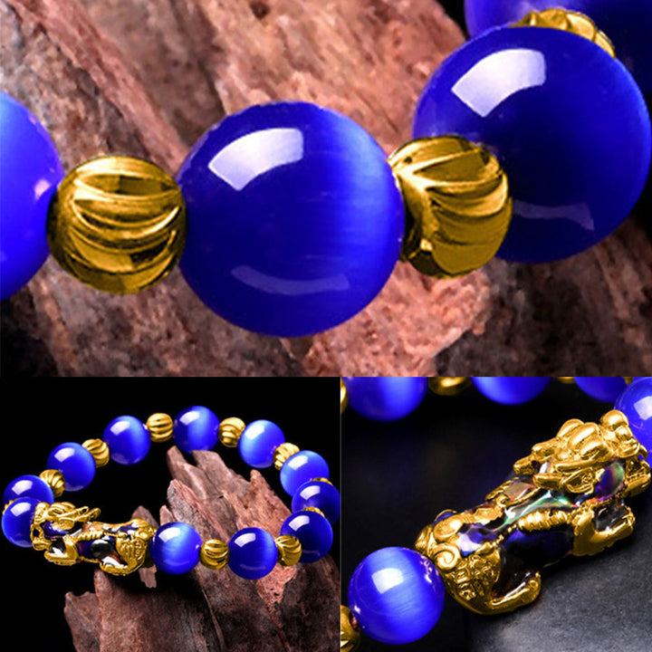 Buddha Stones Cat Eye Color Change PiXiu Support Bracelet - image 17